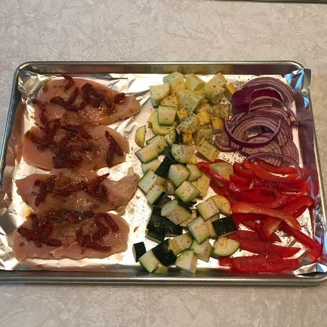 Ready for the oven - sheet pan dinner