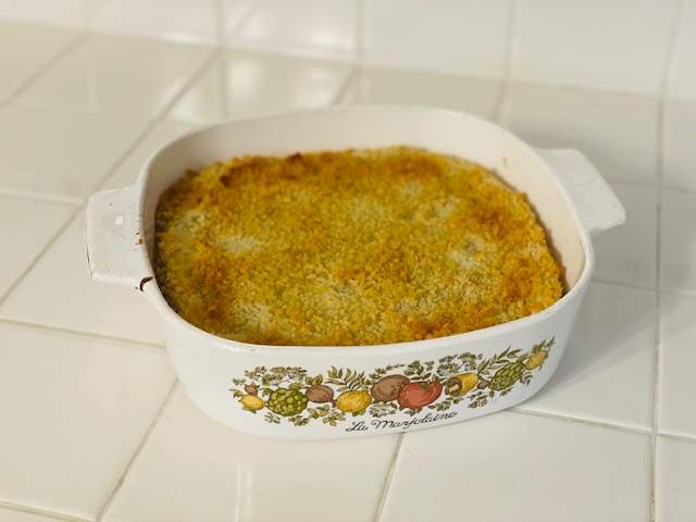 photo of casserole dish with baked lima beans